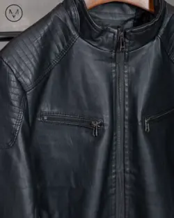 کاپشن چرم مشکی 52280