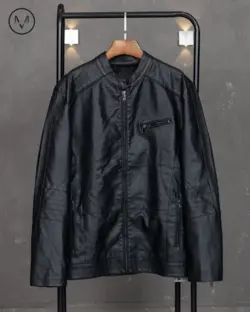 کاپشن چرم مشکی 52281