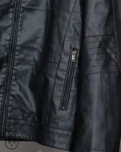 کاپشن چرم مشکی 52281