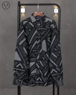 پیراهن پشمی مثلثی ذغالی طوسی 52221