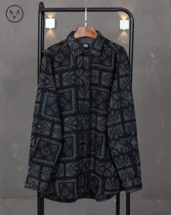 پیراهن پشمی طوسی مشکی 52220