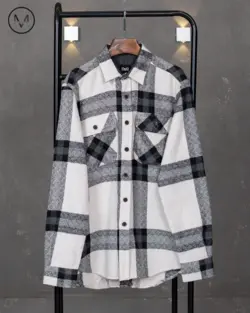 پیراهن پشمی شیری مشکی 52218