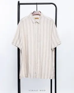 پيراهن کوتاه راه راه کرم 33132 burberry - فروشگاه پوشاک مردانه
