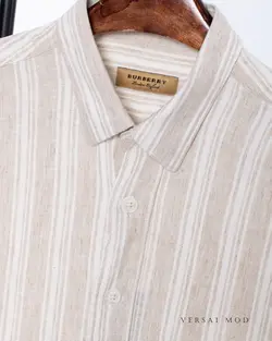 پيراهن کوتاه راه راه کرم 33132 burberry - فروشگاه پوشاک مردانه