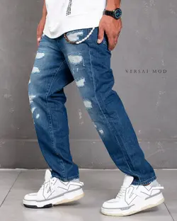 شلوار جين آبي تيره 5028/1b off white - فروشگاه پوشاک مردانه ورسای مد