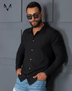 پیراهن راه راه ریز مشکی 312101