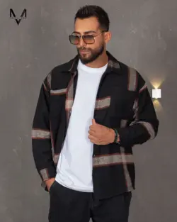 پیراهن پشمی عسلی مشکی 35295