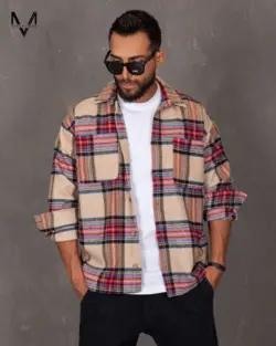 پیراهن پشمی کرم راه پهن 35287