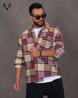 پیراهن پشمی کرم راه پهن 35287