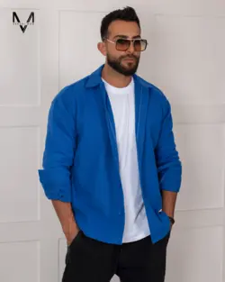 پیراهن پشمی آبی 35298