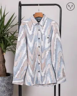 پیراهن پشمی ابروبادی کرم طوسی 35279