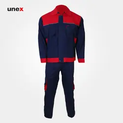 لباس کار مهندسی یونکس رنگ سرمه ای قرمز | فروشگاه لوازم ایمنی و تجهیزات آتش نشانی | یونکس