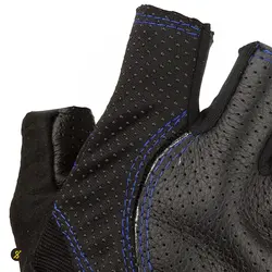 دستکش بدنسازی پددار نیمه انگشتی راجپوت طرح ماراتون 2022 BRS | مشکی/آبی | پهلوان شاپ