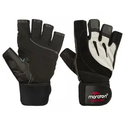 دستکش بدنسازی اشبالت مچ بند دار طرح ماراتون BRS | مشکی/طوسی | پهلوان شاپ