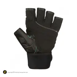 دستکش بدنسازی اشبالت مچ بند دار طرح ماراتون BRS | مشکی/طوسی | پهلوان شاپ