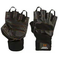 دستکش بدنسازی نیمه انگشتی پددار طرح آندرآرمور BRS | مشکی/نارنجی | پهلوان شاپ