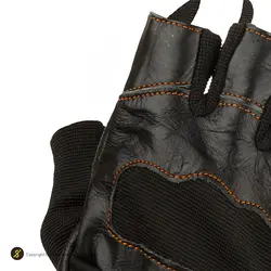 دستکش بدنسازی نیمه انگشتی پددار طرح آندرآرمور BRS | مشکی/نارنجی | پهلوان شاپ