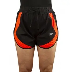 شلوارک ورزشی زنانه بدنسازی طرح ریبوک RBK01 KHS | مشکی/نارنجی | پهلوان شاپ