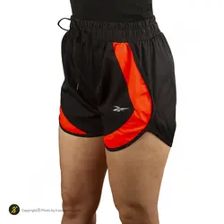 شلوارک ورزشی زنانه بدنسازی طرح ریبوک RBK01 KHS | مشکی/نارنجی | پهلوان شاپ