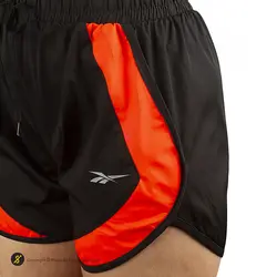 شلوارک ورزشی زنانه بدنسازی طرح ریبوک RBK01 KHS | مشکی/نارنجی | پهلوان شاپ