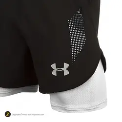 شلوارک ورزشی مردانه رانینگ کشاله بند دار طرح آندرآرمور NZD | مشکی/سفید | پهلوان شاپ