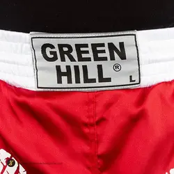 شورت کیک بوکس آتشی Green Hill BYT | قرمز/سفید | پهلوان شاپ