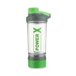 قمقمه شیکر ورزشی پاور ایکس سه تکه 500 سی سی BRS | سبز/طوسی | پهلوان شاپ