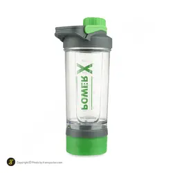 قمقمه شیکر ورزشی پاور ایکس سه تکه 500 سی سی BRS | سبز/طوسی | پهلوان شاپ