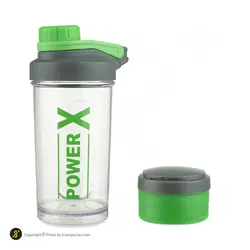 قمقمه شیکر ورزشی پاور ایکس سه تکه 500 سی سی BRS | سبز/طوسی | پهلوان شاپ