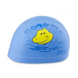 کلاه شنا بچه گانه PU - YONGBO HMK | آبی/زرد | پهلوان شاپ