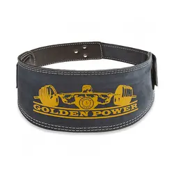 کمربند بدنسازی پاورلیفتینگ چرم چسبی گلدن پاور MDM | سرمه ای | پهلوان شاپ