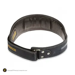 کمربند بدنسازی پاورلیفتینگ چرم چسبی گلدن پاور MDM | سرمه ای | پهلوان شاپ