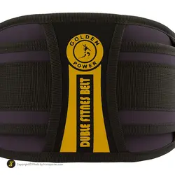 کمربند بدنسازی پاورلیفتینگ چسبی فیتنس دوبل گلدن پاور MDM | بنفش/مشکی | پهلوان شاپ