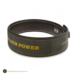 کمربند بدنسازی پاورلیفتینگ سگک جفتی گلدن پاور MDM | طوسی/مشکی | پهلوان شاپ