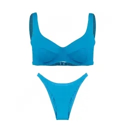 مایو شنا زنانه دوتکه بیکینی فنردار MODA ITALIA002 MGH | آبی | پهلوان شاپ