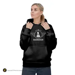هودی ورزشی بدمینتون فشن لاین BDMNTN‌ 49 | مشکی/سفید | پهلوان شاپ