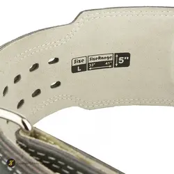 کمربند بدنسازی چرم سگک دار دوبل گلدن پاورلیفتینگ سوپر پرو MDM | طوسی | پهلوان شاپ