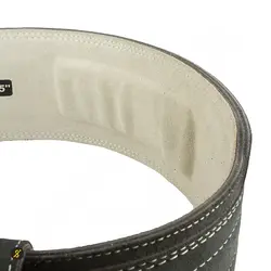 کمربند بدنسازی چرم سگک دار دوبل گلدن پاورلیفتینگ سوپر پرو MDM | طوسی | پهلوان شاپ