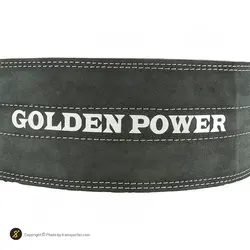 کمربند بدنسازی چرم سگک دار دوبل گلدن پاورلیفتینگ سوپر پرو MDM | طوسی | پهلوان شاپ