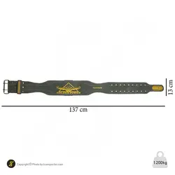 کمربند بدنسازی چرم سگک دار دوبل گلدن پاورلیفتینگ MAX | طوسی | پهلوان شاپ