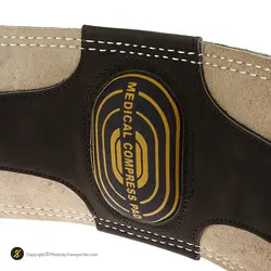 کمربند بدنسازی چرم سگک دار دوبل گلدن پاورلیفتینگ MAX | طوسی | پهلوان شاپ