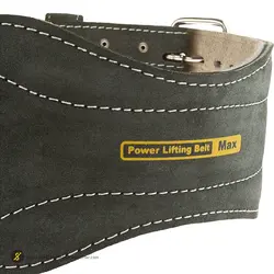 کمربند بدنسازی چرم سگک دار دوبل گلدن پاورلیفتینگ MAX | طوسی | پهلوان شاپ