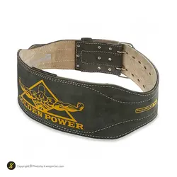 کمربند بدنسازی چرم سگک دار دوبل گلدن پاورلیفتینگ MAX | طوسی | پهلوان شاپ