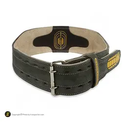 کمربند بدنسازی چرم سگک دار دوبل گلدن پاورلیفتینگ MAX | طوسی | پهلوان شاپ