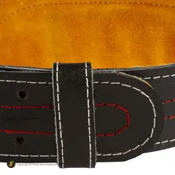 کمربند بدنسازی چرم گاومیش BLT -11 MDM | مشکی/نارنجی | پهلوان شاپ