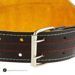 کمربند بدنسازی چرم گاومیش BLT -11 MDM | مشکی/نارنجی | پهلوان شاپ