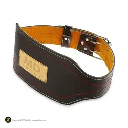 کمربند بدنسازی چرم گاومیش BLT -11 MDM | مشکی/نارنجی | پهلوان شاپ