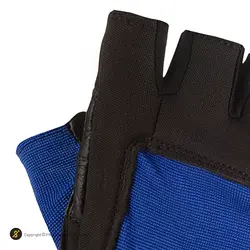 دستکش بدنسازی چرمی نیمه انگشتی راجپوت طرح ماراتون 2022 BRS | آبی/ مشکی | پهلوان شاپ