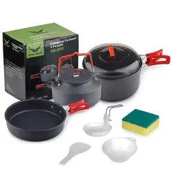 ست ظروف کوهنوردی اسنوهاک دو نفره درب شفاف مدل SN-D55 | طوسی | پهلوان شاپ