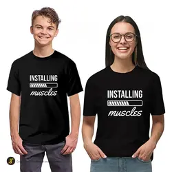 تیشرت ورزشی بدنسازی فشن لاین FTNS 164 | مشکی/سفید | پهلوان شاپ